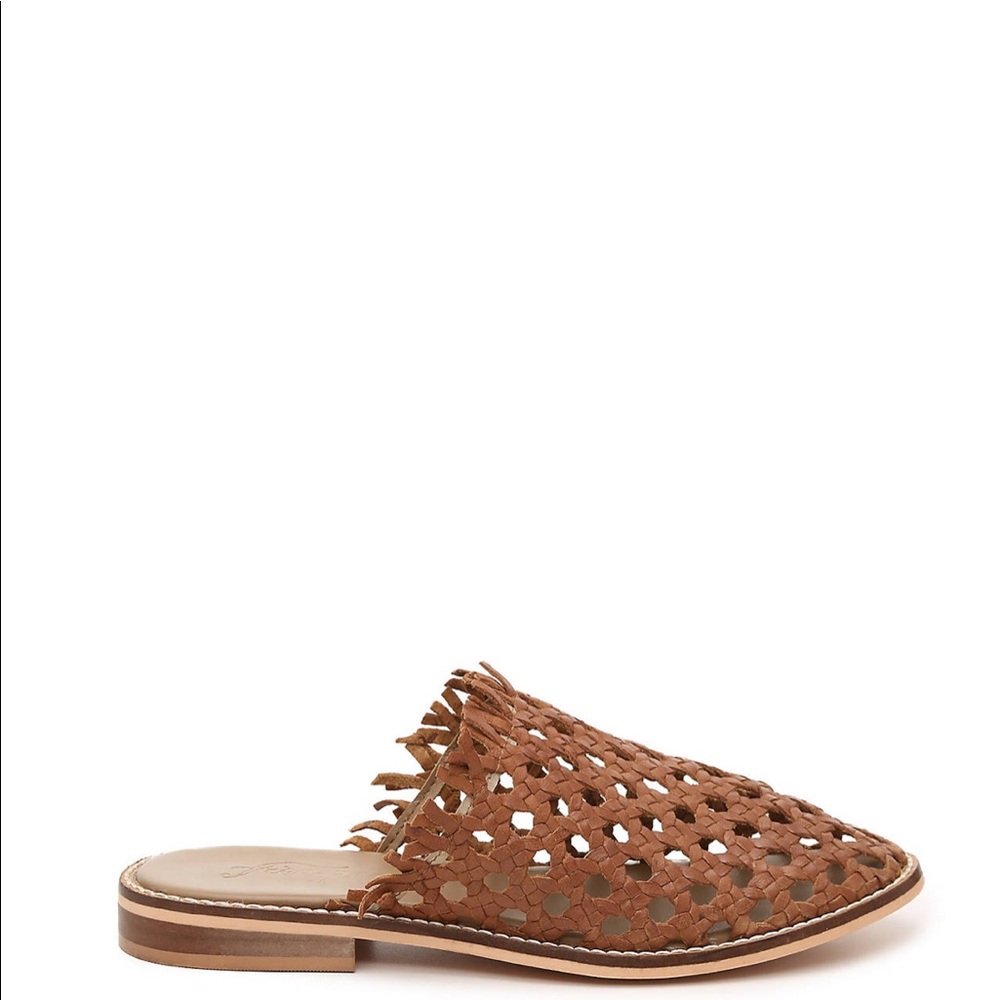 FREE PEOPLE Mirage Mule Cognac Woven Leather NWT - Picture 2 of 7